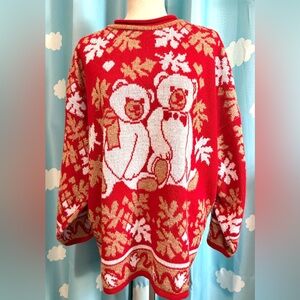 Winter teddy bear sweater- gold metallic.  24W